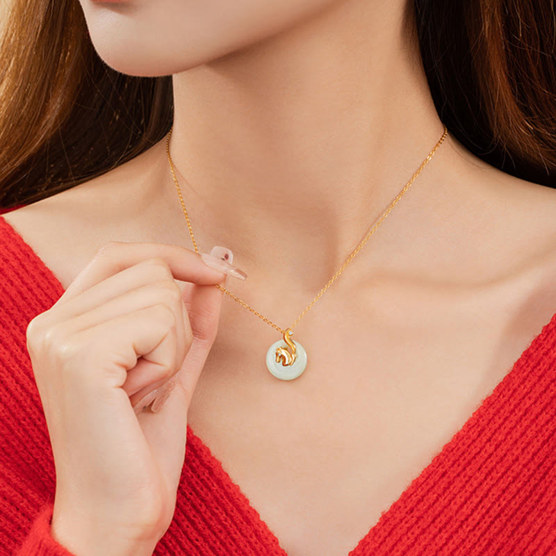 Chinesischer Sternzeichen Hetian Jade Fülle Halskette Anhänger