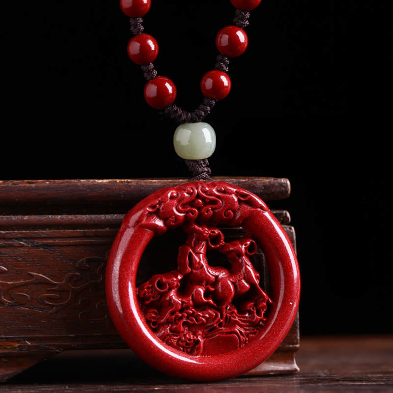 Chinesische Sternzeichen Hetian Jade Zinnober Frieden Halskette