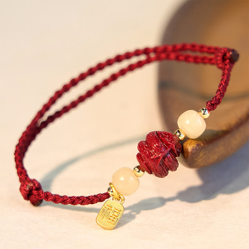 Chinesisches Sternzeichen Jade Fu Glücksseil Armband