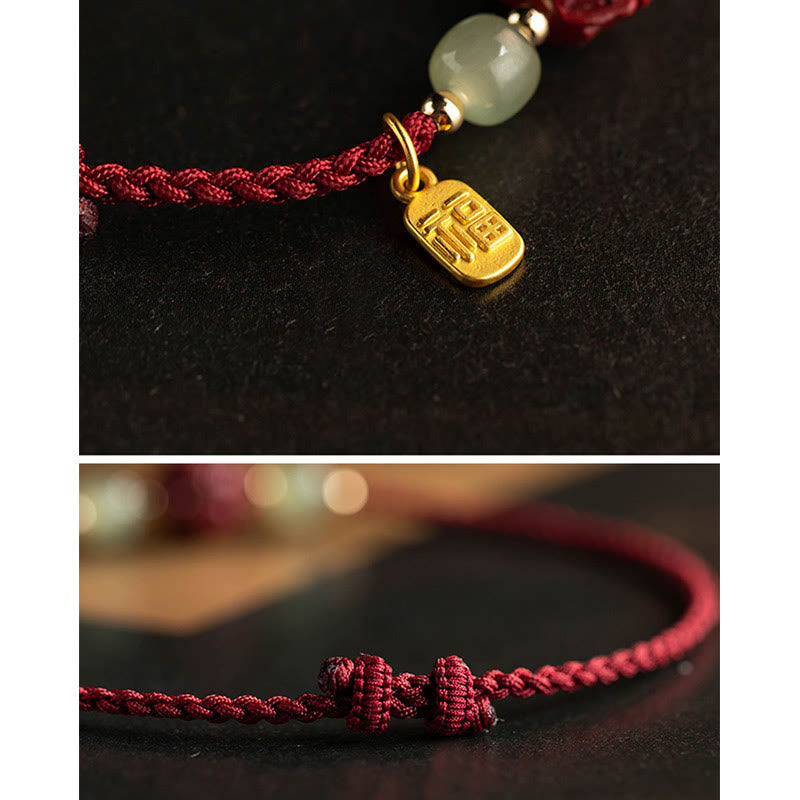 Chinesisches Sternzeichen Jade Fu Glücksseil Armband