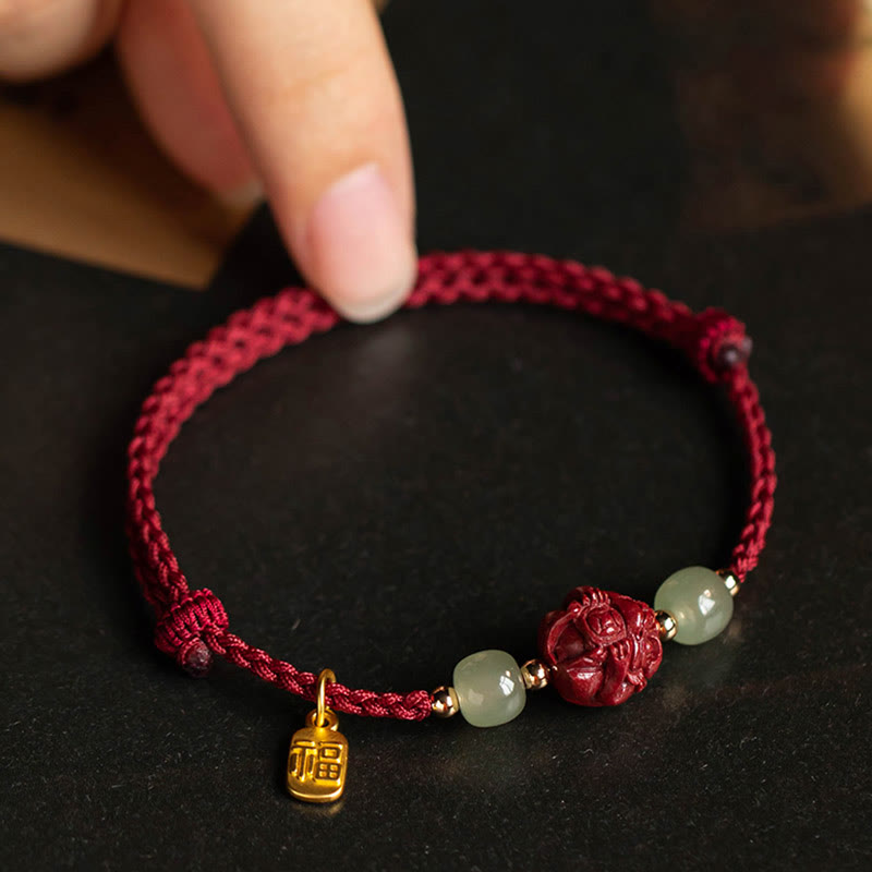 Chinesisches Sternzeichen Jade Fu Glücksseil Armband