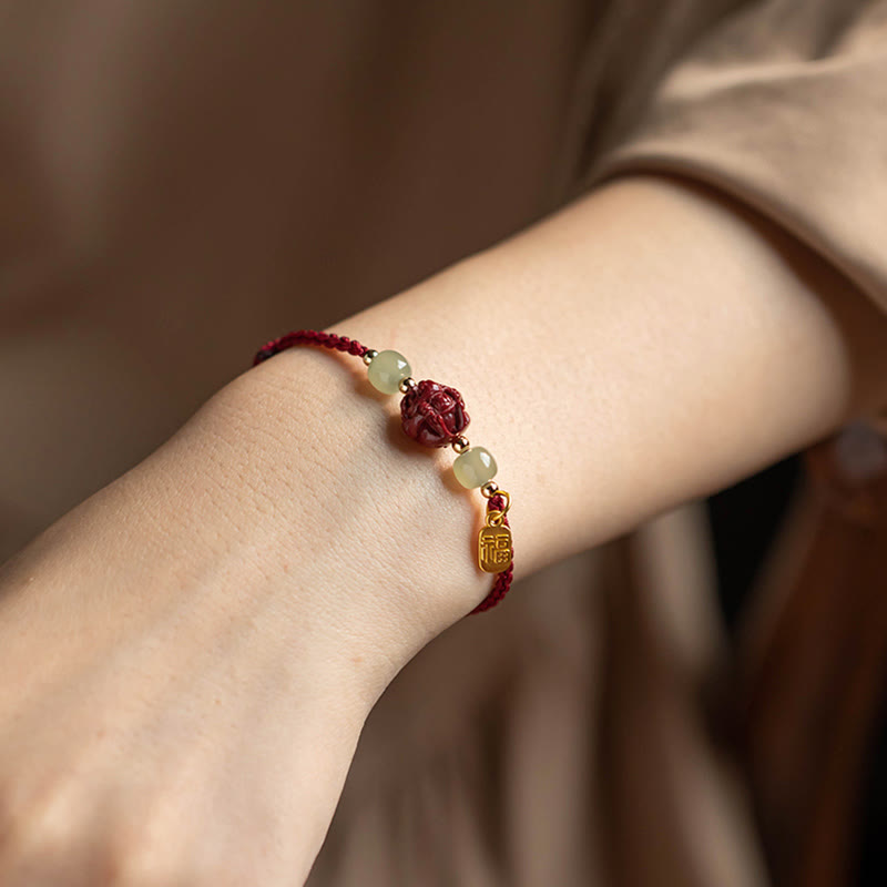Chinesisches Sternzeichen Jade Fu Glücksseil Armband