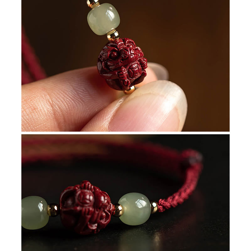 Chinesisches Sternzeichen Jade Fu Glücksseil Armband