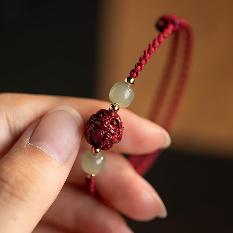 Chinesisches Sternzeichen Jade Fu Glücksseil Armband