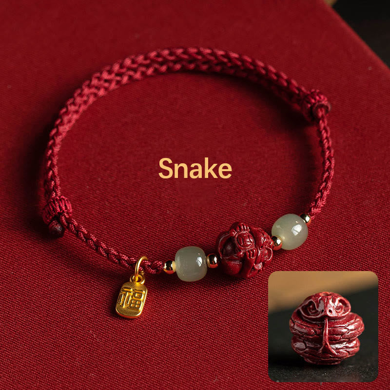 Chinesisches Sternzeichen Jade Fu Glücksseil Armband
