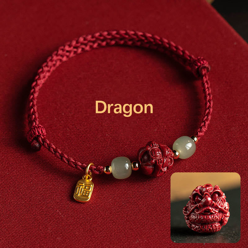 Chinesisches Sternzeichen Jade Fu Glücksseil Armband