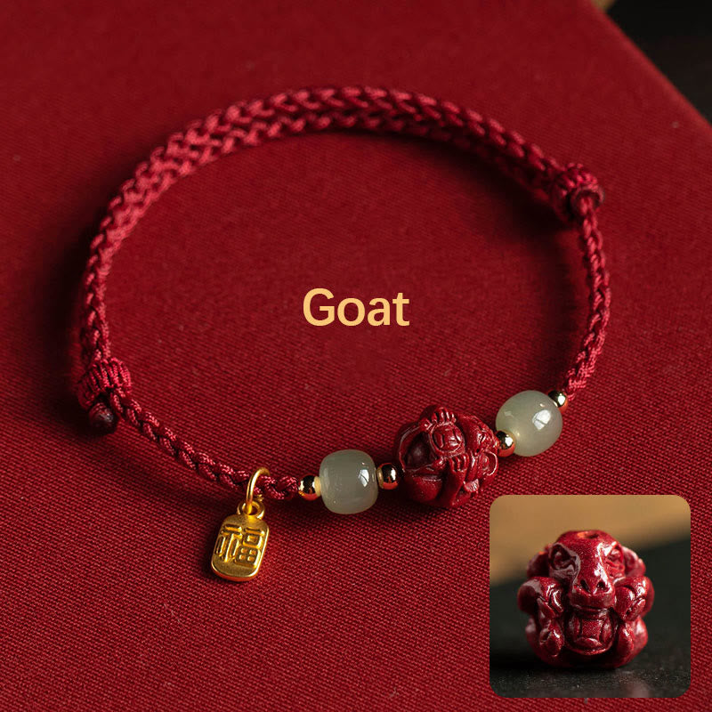 Chinesisches Sternzeichen Jade Fu Glücksseil Armband