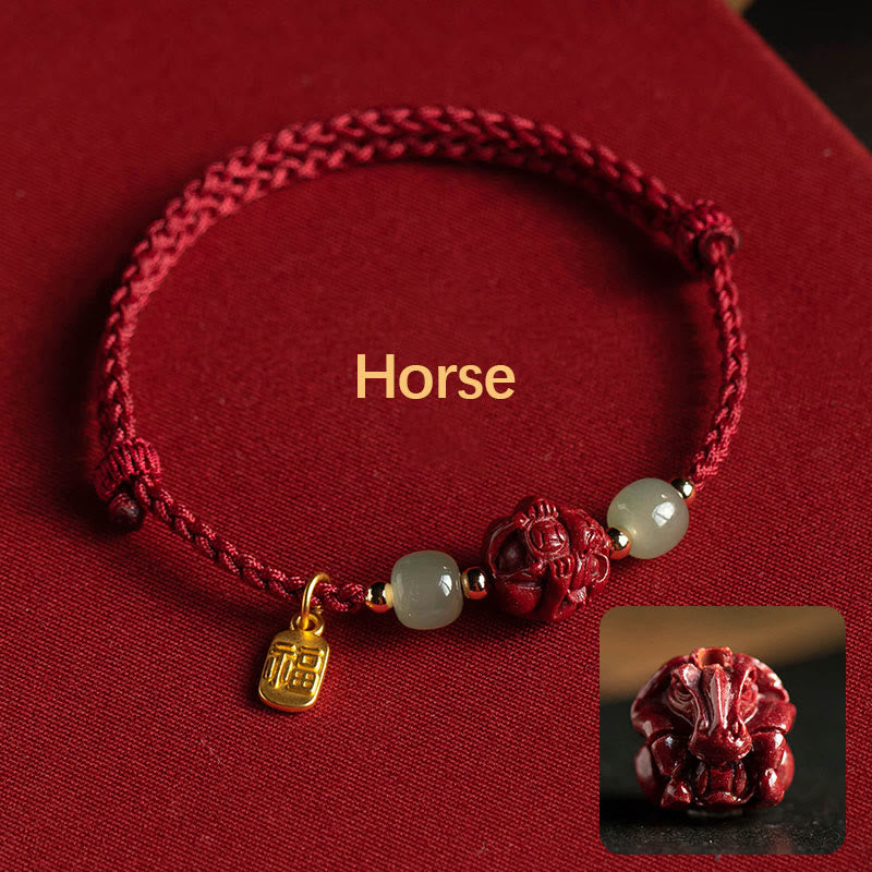Chinesisches Sternzeichen Jade Fu Glücksseil Armband