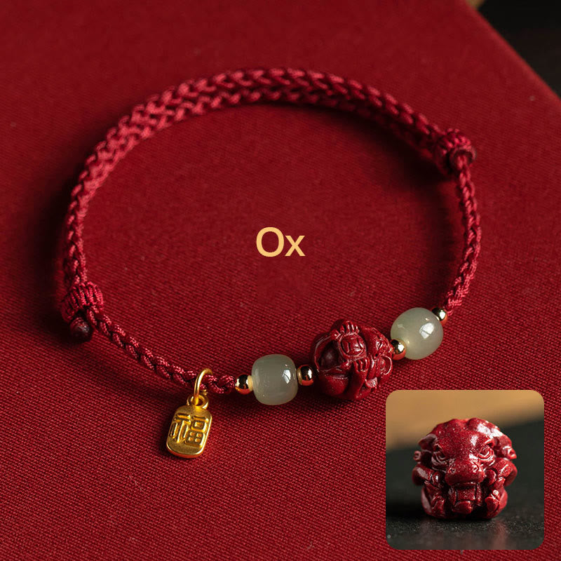 Chinesisches Sternzeichen Jade Fu Glücksseil Armband