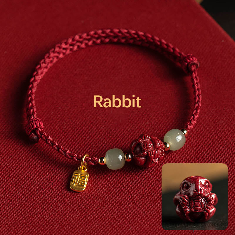 Chinesisches Sternzeichen Jade Fu Glücksseil Armband
