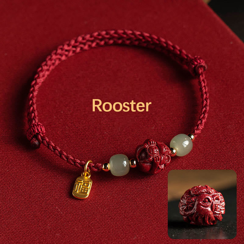 Chinesisches Sternzeichen Jade Fu Glücksseil Armband