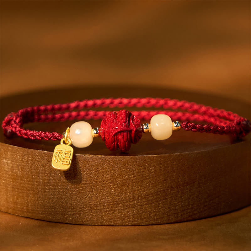 Chinesisches Sternzeichen Jade Fu Glücksseil Armband
