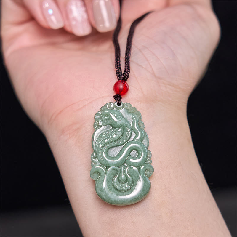 Chinesisches Sternzeichen-Schmuck-Schlangenschutz-Bundle Jade &amp; Kristall-Set