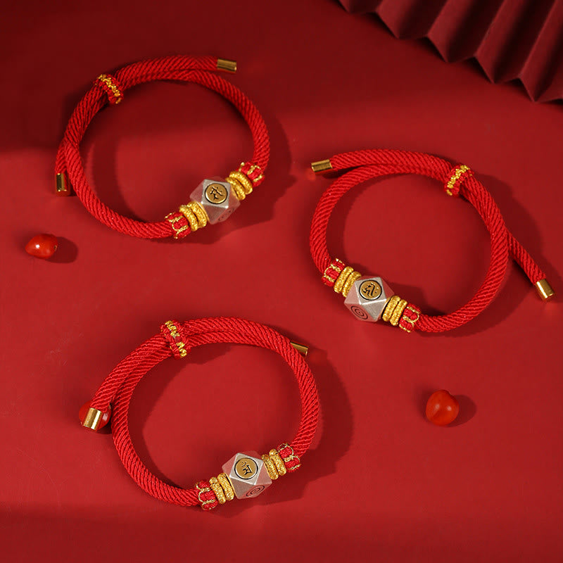 Chinesisches Sternzeichen Kinderarmband | 999 Silber Rotes Seil Glücksstärke