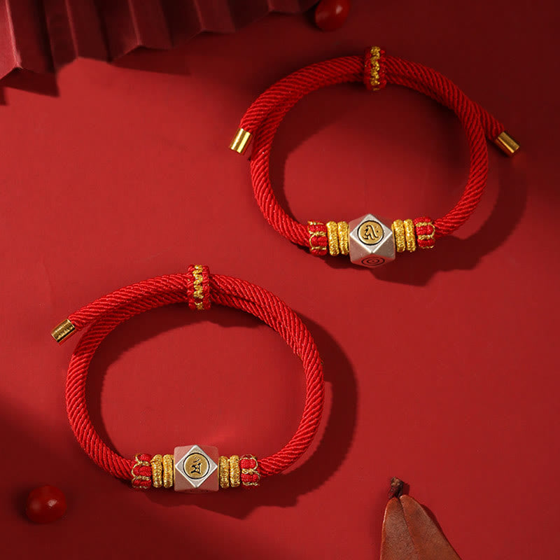 Chinesisches Sternzeichen Kinderarmband | 999 Silber Rotes Seil Glücksstärke