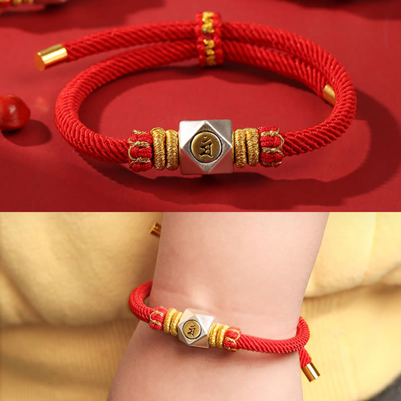 Chinesisches Sternzeichen Kinderarmband | 999 Silber Rotes Seil Glücksstärke