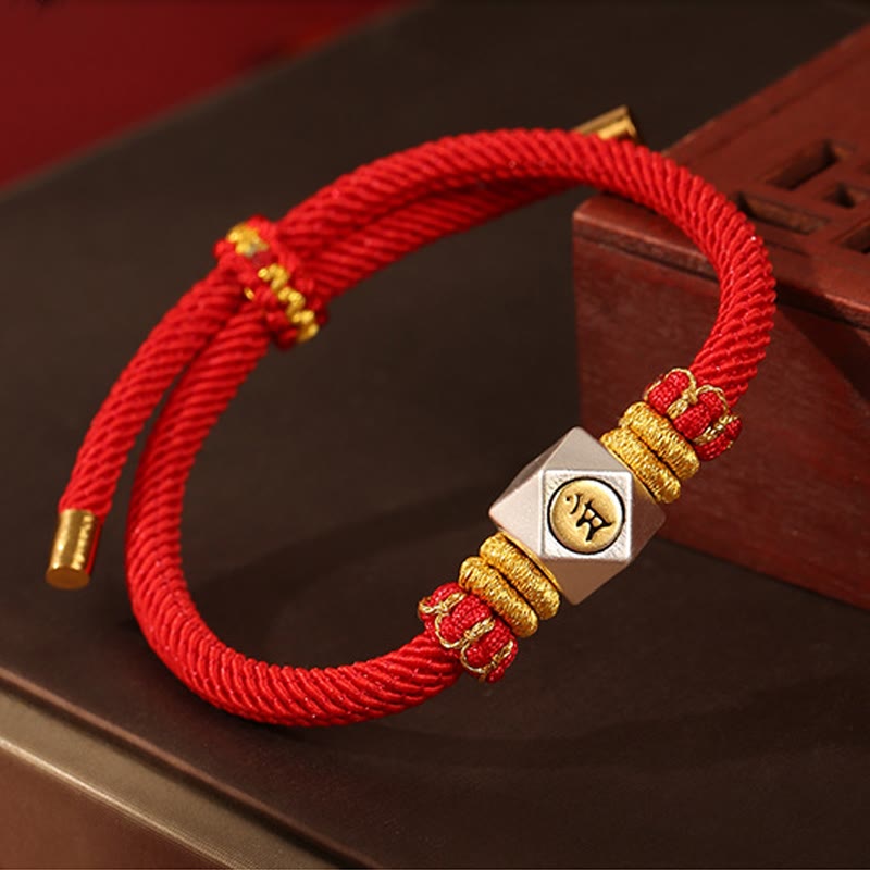Chinesisches Sternzeichen Kinderarmband | 999 Silber Rotes Seil Glücksstärke