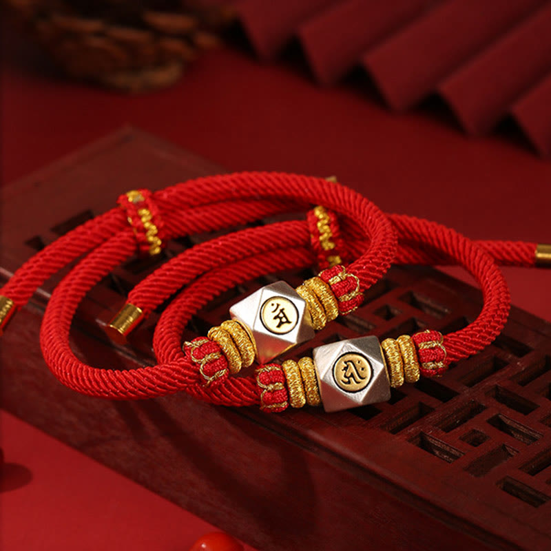 Chinesisches Sternzeichen Kinderarmband | 999 Silber Rotes Seil Glücksstärke