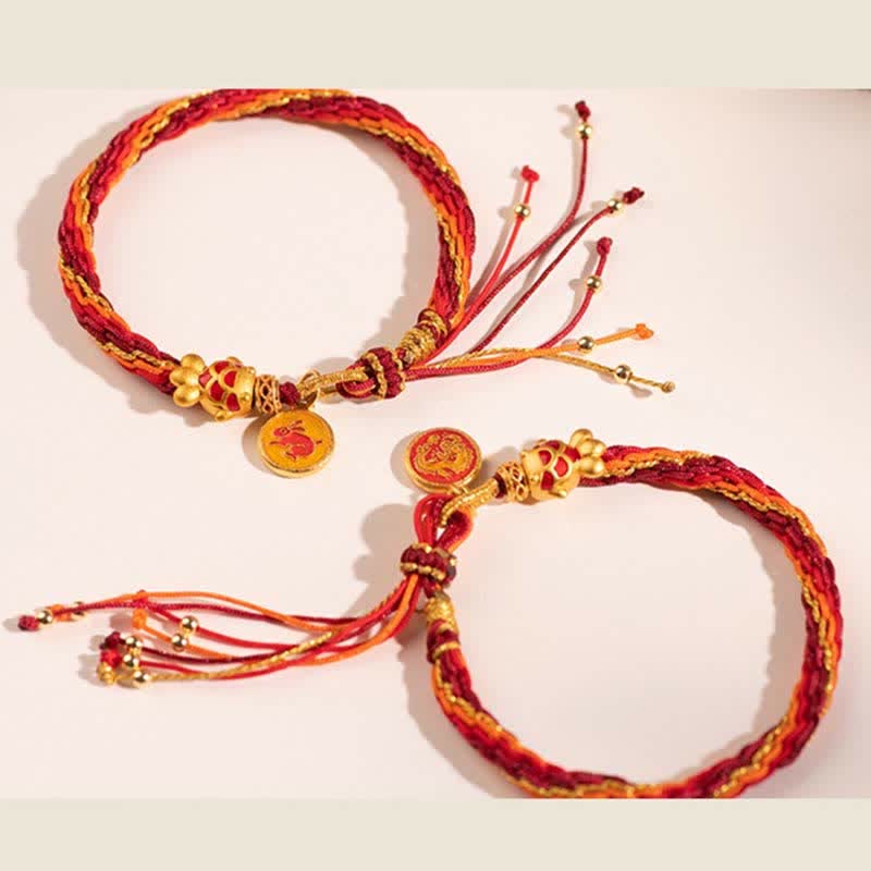 Chinesisches Sternzeichen Koi Fisch Schutz Rotes Schnurarmband