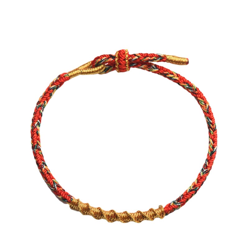 Chinesisches Sternzeichen-Buddha-Armband, geflochten, 14–17 cm, Schutz, Glück
