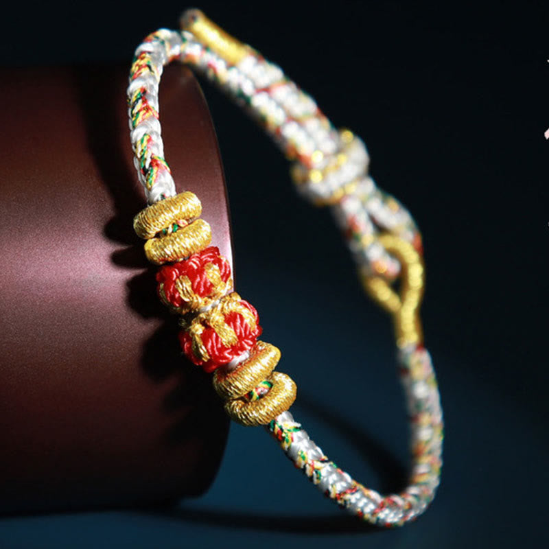 Chinesisches Sternzeichen-Buddha-Armband mit buntem Glücksbringer