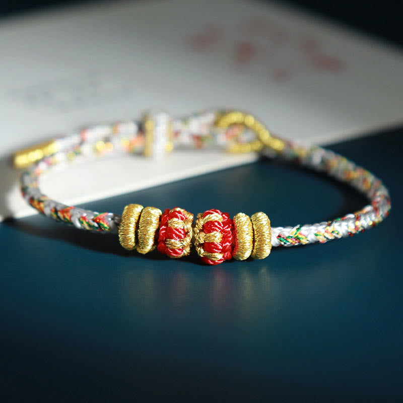 Chinesisches Sternzeichen-Buddha-Armband mit buntem Glücksbringer
