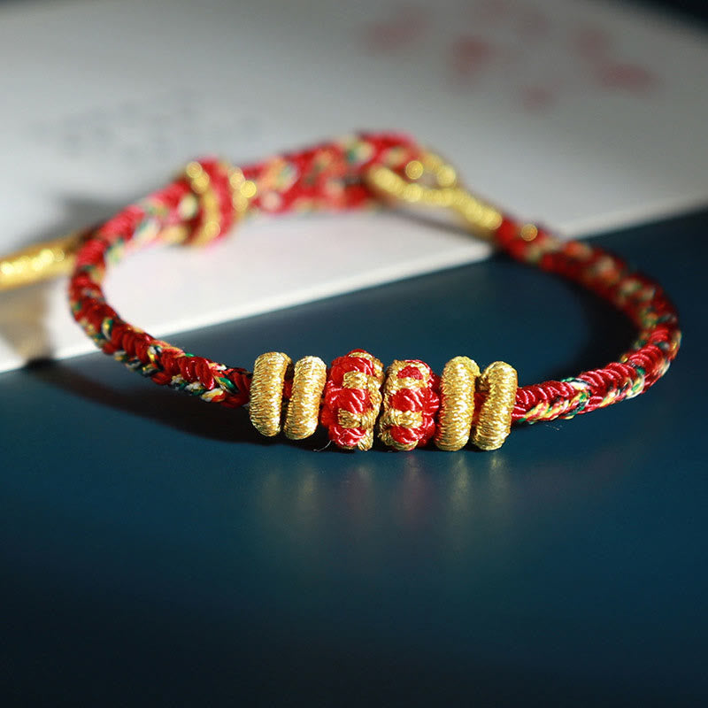Chinesisches Sternzeichen-Buddha-Armband mit buntem Glücksbringer