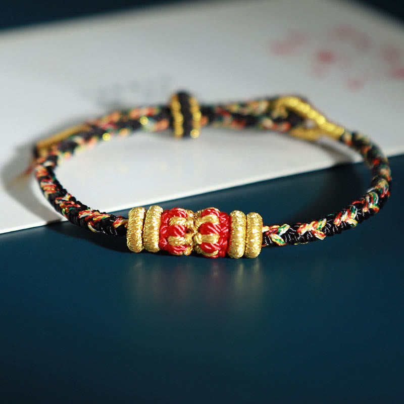 Chinesisches Sternzeichen-Buddha-Armband mit buntem Glücksbringer