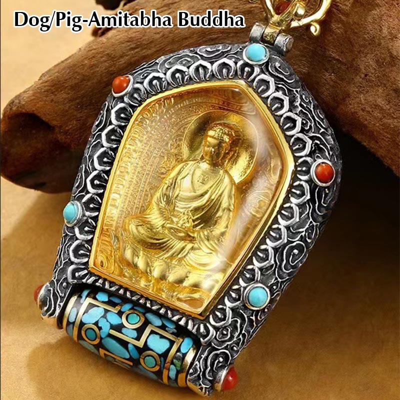 Halskette mit chinesischem Sternzeichen und Buddha-Anhänger für Wohlstand