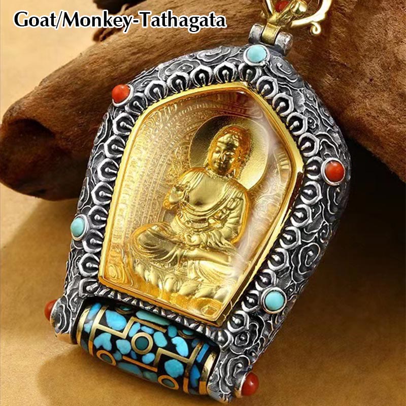 Halskette mit chinesischem Sternzeichen und Buddha-Anhänger für Wohlstand