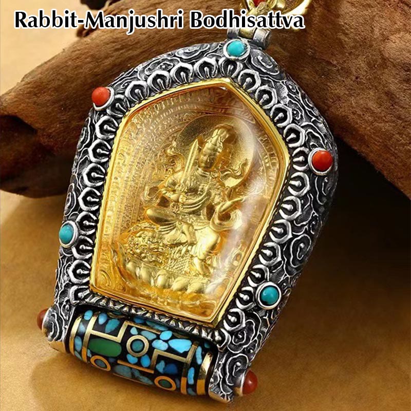 Halskette mit chinesischem Sternzeichen und Buddha-Anhänger für Wohlstand