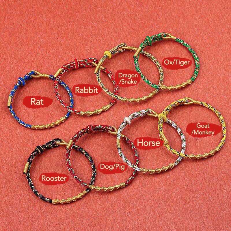 Geflochtenes Schnurarmband mit chinesischem Sternzeichen