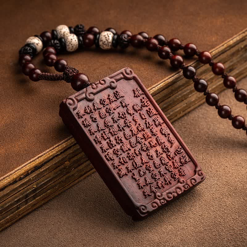 Chinesische Sternzeichen-Schutzkette aus rotem Sandelholz