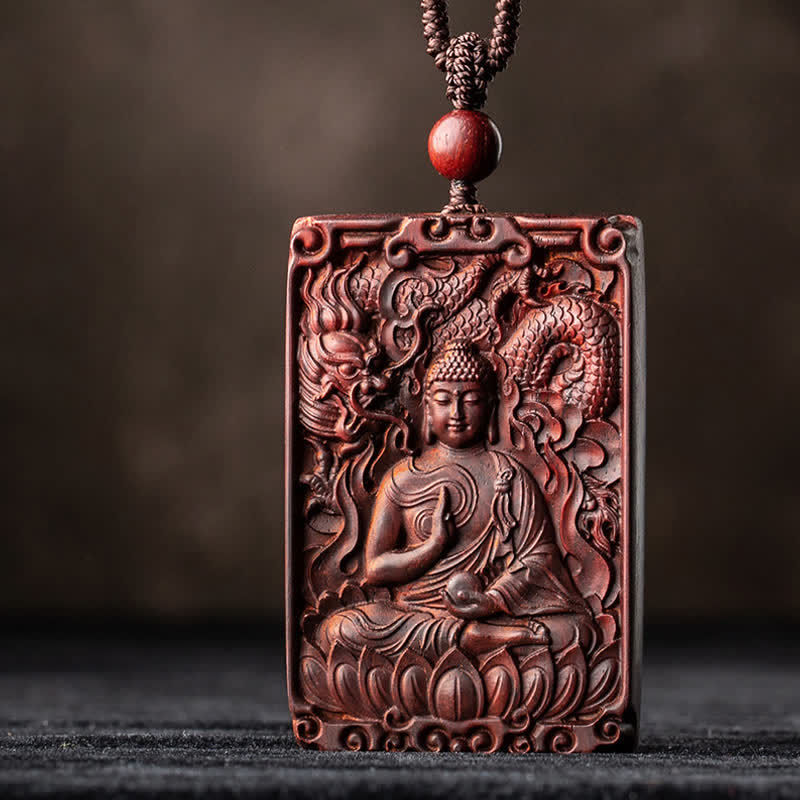 Chinesische Sternzeichen-Schutzkette aus rotem Sandelholz