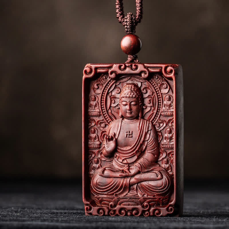 Chinesische Sternzeichen-Schutzkette aus rotem Sandelholz