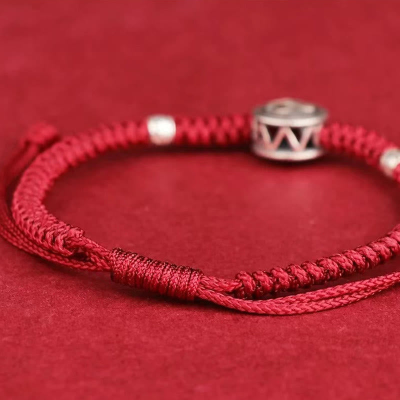 Chinesisches Sternzeichen-Armband mit roter Schnur aus Sterlingsilber