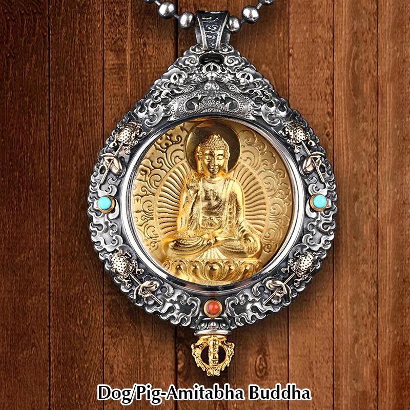 Drehbarer Halskettenanhänger mit chinesischem Sternzeichen für spirituellen Schutz