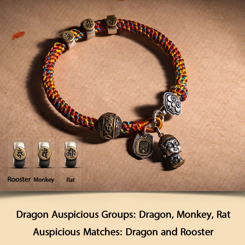 Chinesisches Sternzeichen-Silberarmband für Reichtum und Schutz