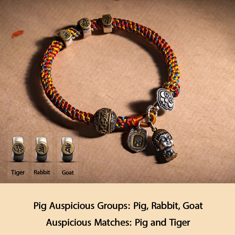 Chinesisches Sternzeichen-Silberarmband für Reichtum und Schutz