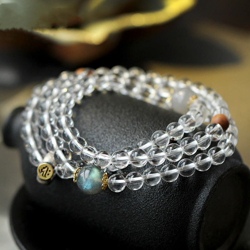 Dreifach gewickeltes Armband mit chinesischem Sternzeichen aus 925er Sterlingsilber und weißem Kristall