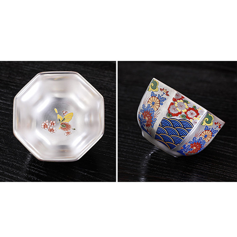 Chrysanthemen-Keramik-Teetasse für Zen-Dekor | 165 ml und 100 ml