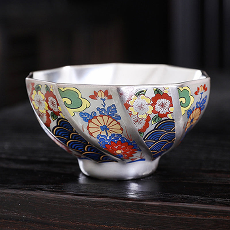 Chrysanthemen-Keramik-Teetasse für Zen-Dekor | 165 ml und 100 ml
