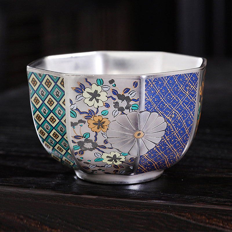 Chrysanthemen-Keramik-Teetasse für Zen-Dekor | 165 ml und 100 ml