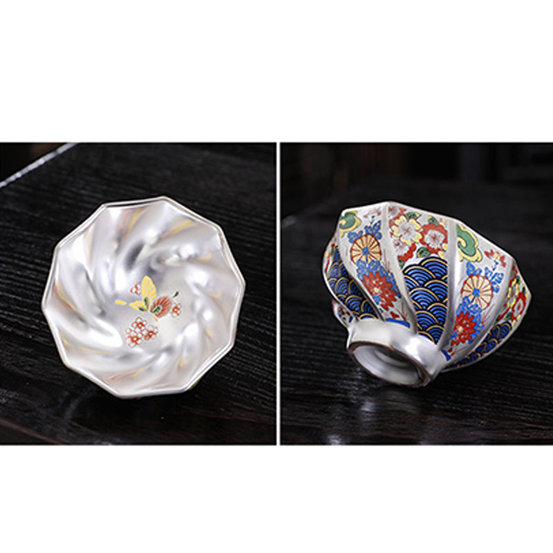 Chrysanthemen-Keramik-Teetasse für Zen-Dekor | 165 ml und 100 ml