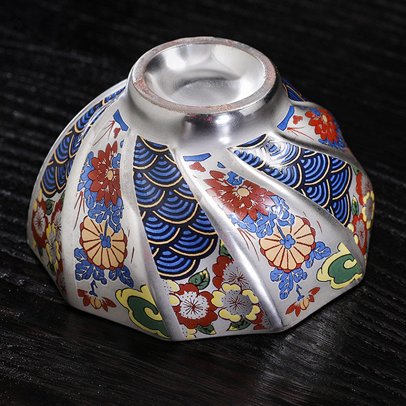 Chrysanthemen-Keramik-Teetasse für Zen-Dekor | 165 ml und 100 ml