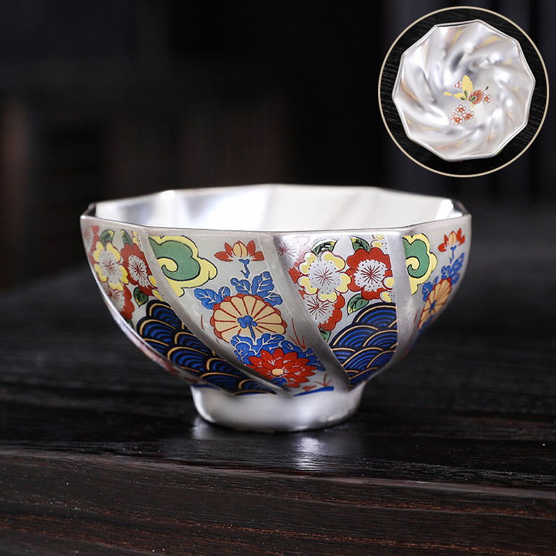 Chrysanthemen-Keramik-Teetasse für Zen-Dekor | 165 ml und 100 ml