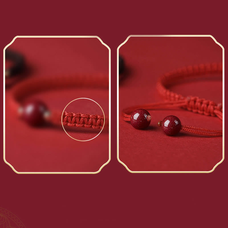 Cinnabar Blessing Armband mit 8 mm Perlen und roter Schnur