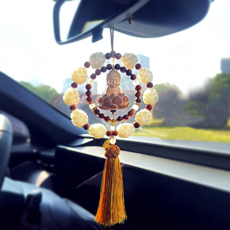 Zinnober &amp; Buchsbaum Buddha Lotus Auto Hängende Dekoration