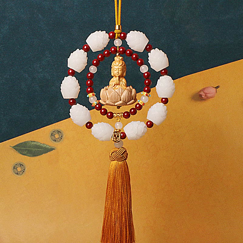 Zinnober &amp; Buchsbaum Buddha Lotus Auto Hängende Dekoration