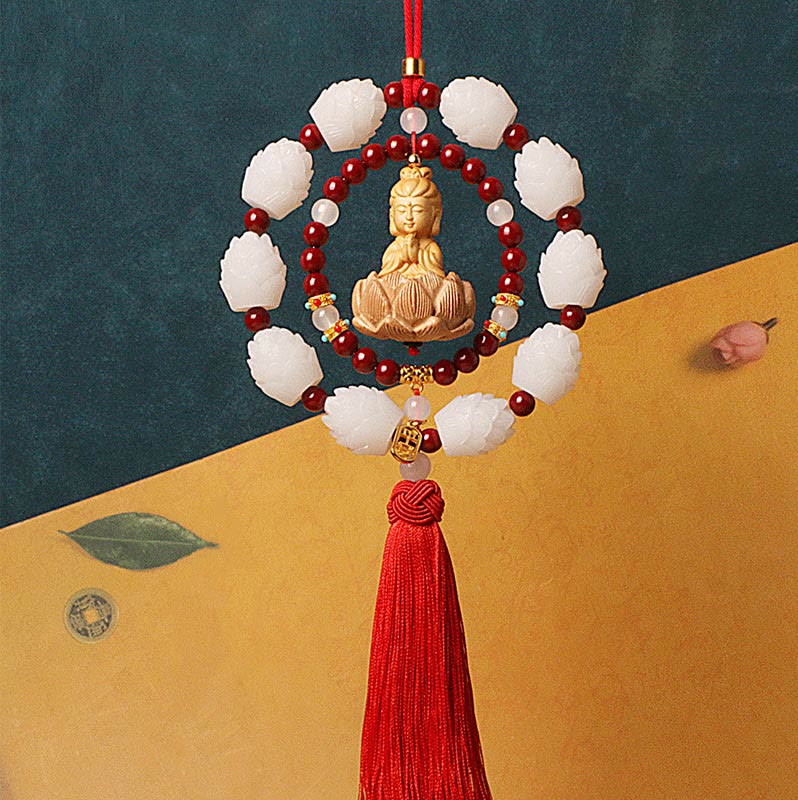 Zinnober &amp; Buchsbaum Buddha Lotus Auto Hängende Dekoration